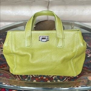 J McLaughlin Stylish Green Leather Tote Bag